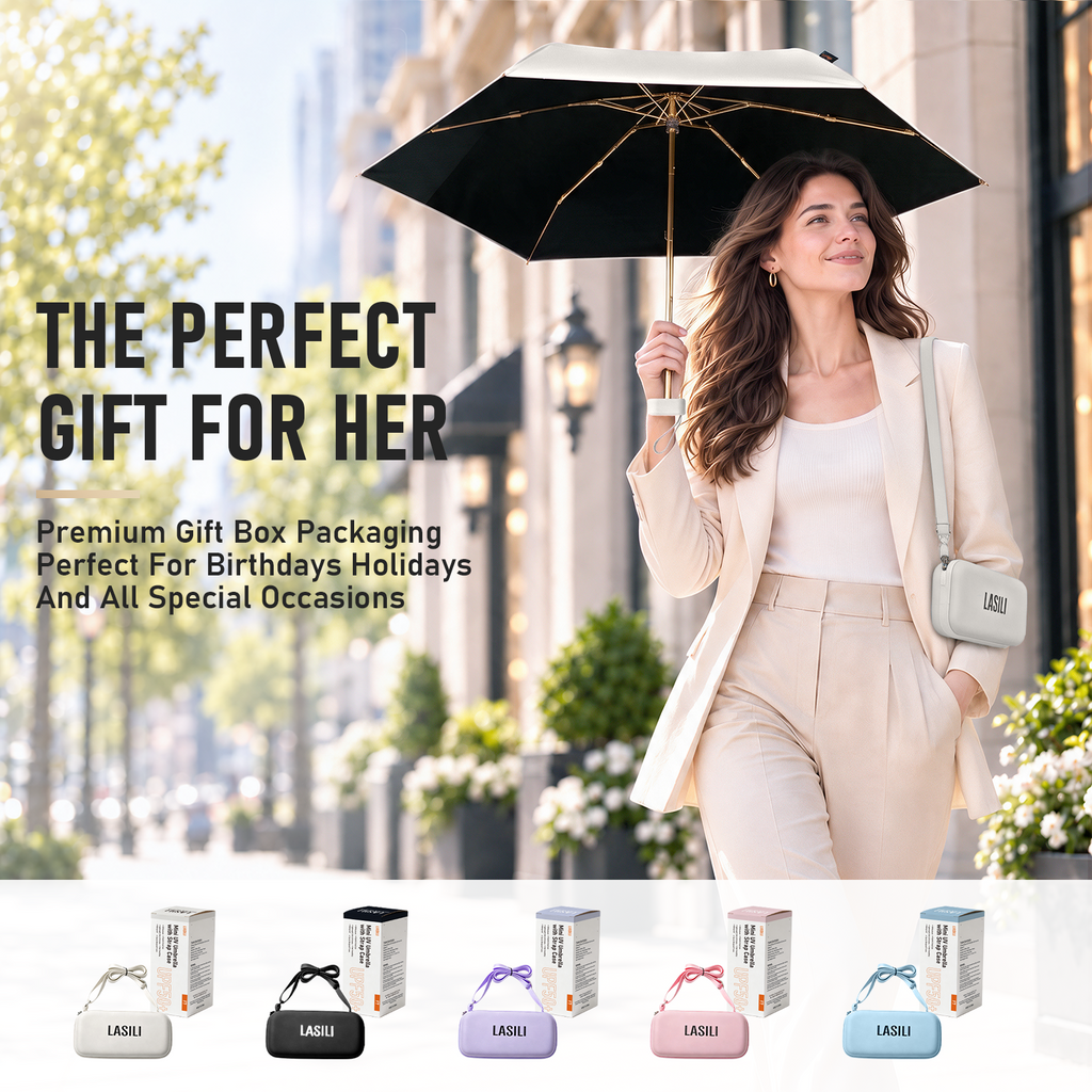 LASILI F7 MINI UPF 50+ Travel Umbrella with UV Protection, Sun & Rain