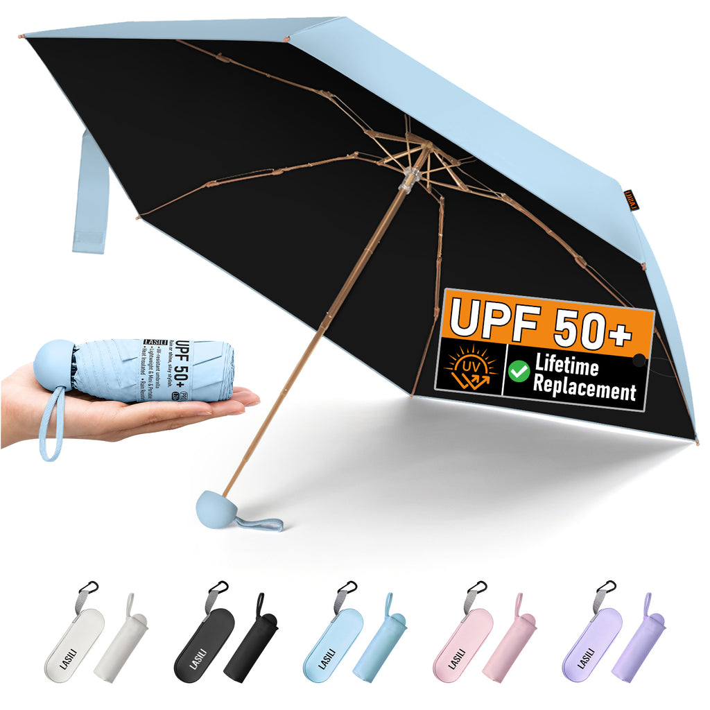 LASILI F3 MINI Travel Umbrella with UV Protection, Sun & Rain, 39" Arc