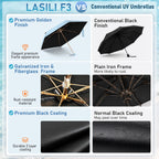 LASILI F3 MINI Travel Umbrella with UV Protection, Sun & Rain, 39" Arc