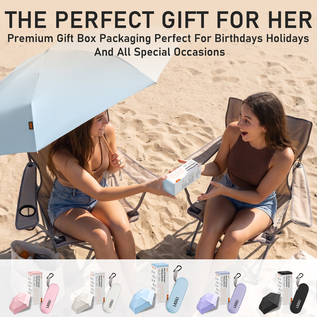 LASILI F3 MINI Travel Umbrella with UV Protection, Sun & Rain, 39" Arc